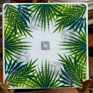 Nespresso Porcelain Ceramic Tile Coaster Palm Plant 4.25"
